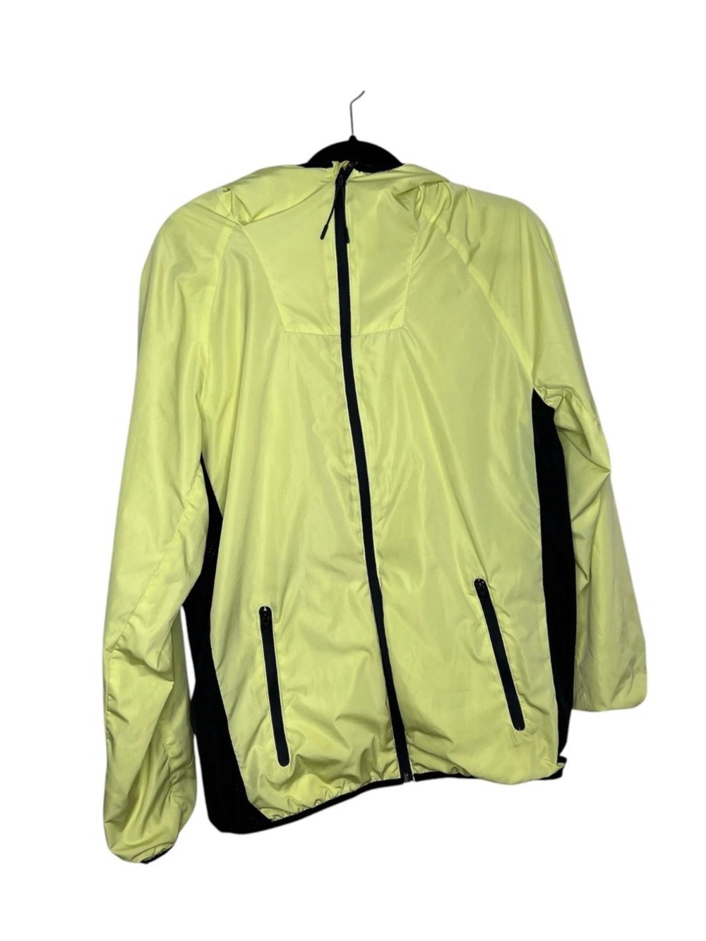 H&M Men's Neon Yellow and Black Hooded Windbreaker
